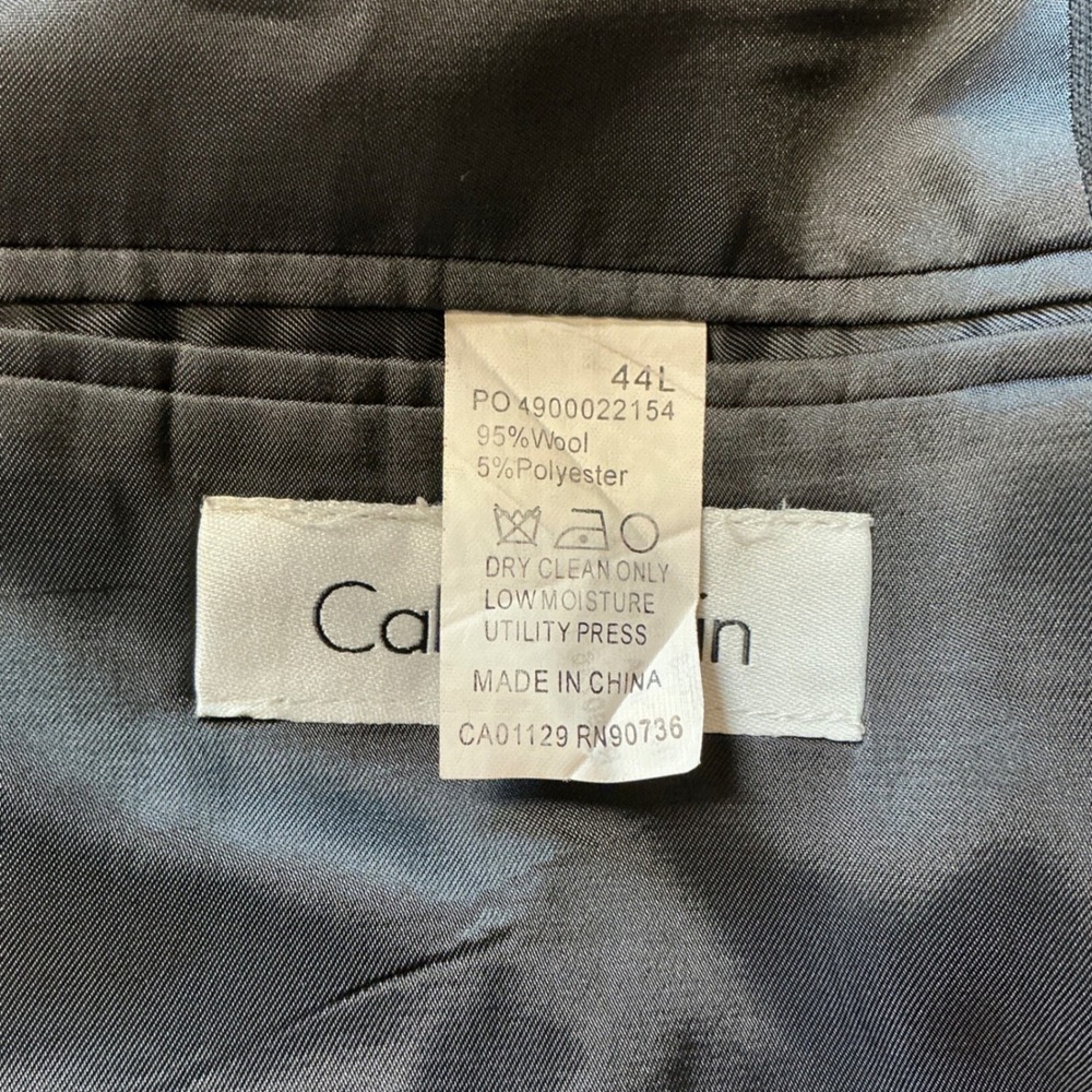 Calvin Klein Blazer Mens 44L Black Wool Blend Two Button Suit Jacket - Picture 6 of 6